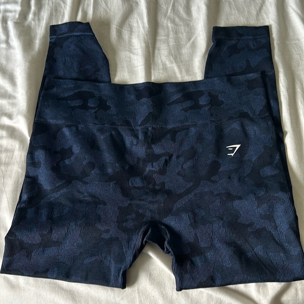 Gymshark Adapt Camo Seamless Ribbed Leggings- XXL Midnight/Ash Blue